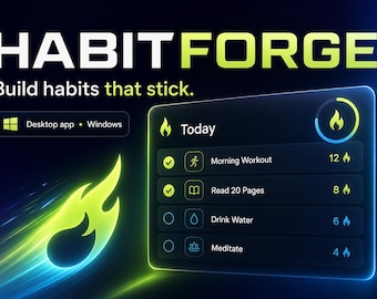 HabitForge — Habit Tracker Desktop App for Windows | Streaks, Analytics, Local SQLite | Digital Download