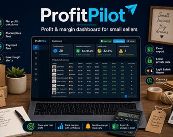 ProfitPilot Profit Margin Calculator | Small Business Pricing Tool | Etsy Seller Profit Tracker | Excel Alternative