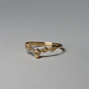 Garden Strawberry Ring ∙ Vintage style botanical ring. Handcrafted in 14 karat gold.