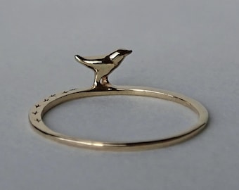 Songbird Stroll Ring ∙ The tiniest bird ring, handcrafted from solid gold.