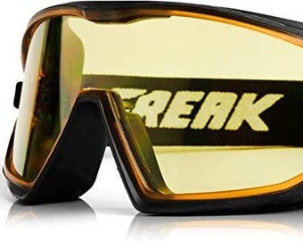 ToolFreak Safety Goggles Yellow Lens Mid Size Rated to UKCA UKNI CE EN166B includes Case