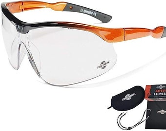 ToolFreak Safety Glasses Clear Wraparound Lens Rated to EN166F with Neck Cord and Case
