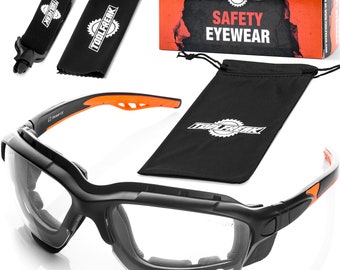 ToolFreak Safety Glasses Goggles Clear Wraparound Lens with Headstrap and Carry Pouch