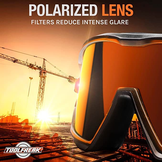 Toolfreak Safety Goggles Red Mirror Polarized Lens Mid Size Rated to