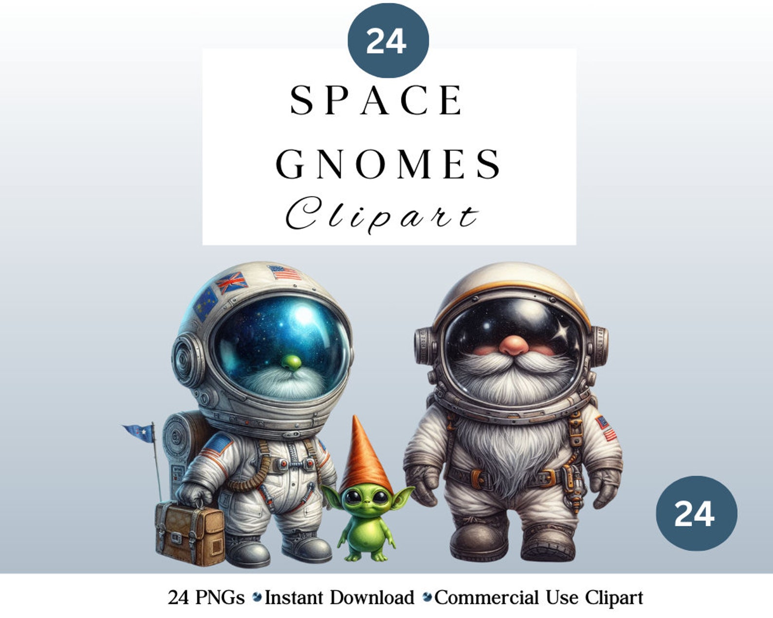 24 Adorable Space Gnome Clipart PNG | Watercolour | Astronauts Moon ...