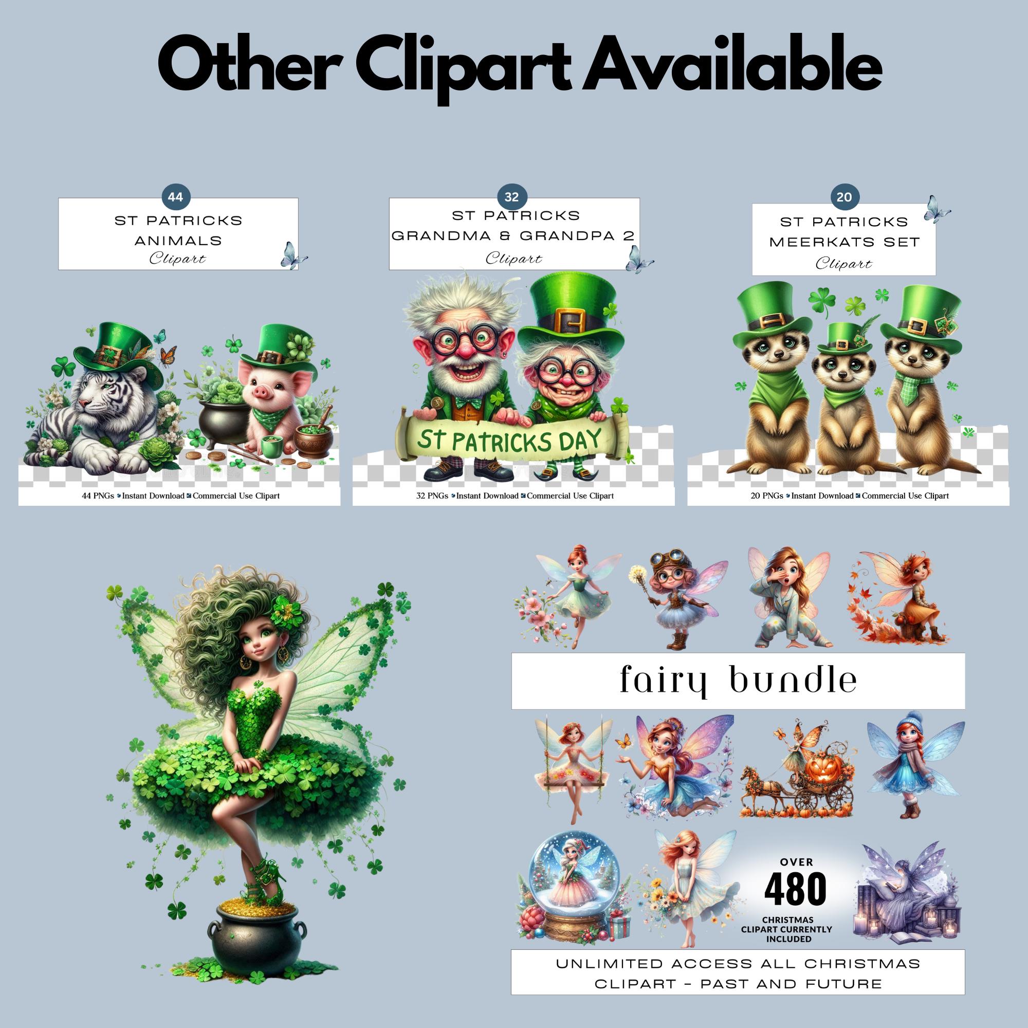 St Patricks Day Fairy Clipart PNG Set | Watercolour Cute Quirky Funny ...