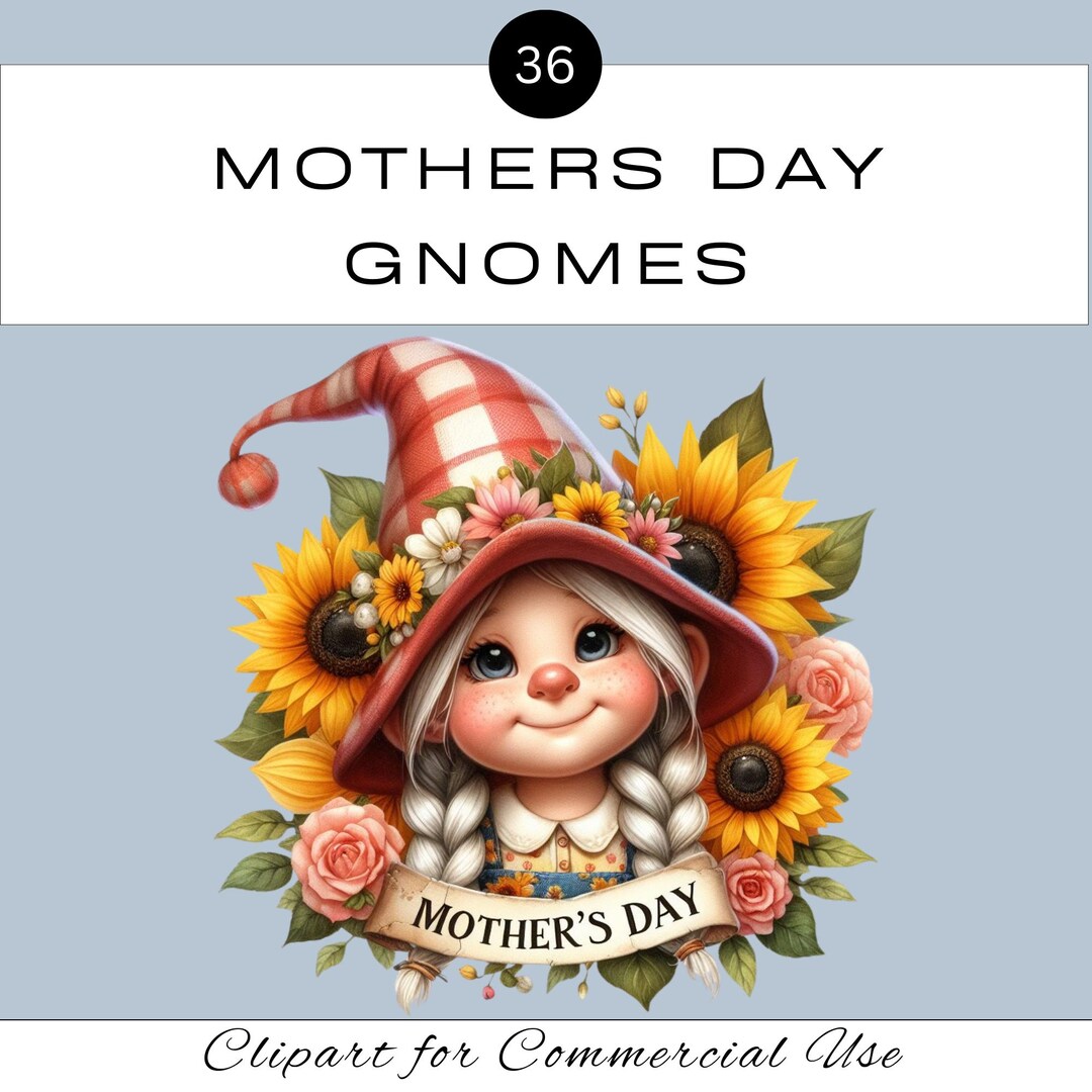 Mothers Day Gnome PNG Clipart Bundle | Watercolor Mum Mom Sublimation ...