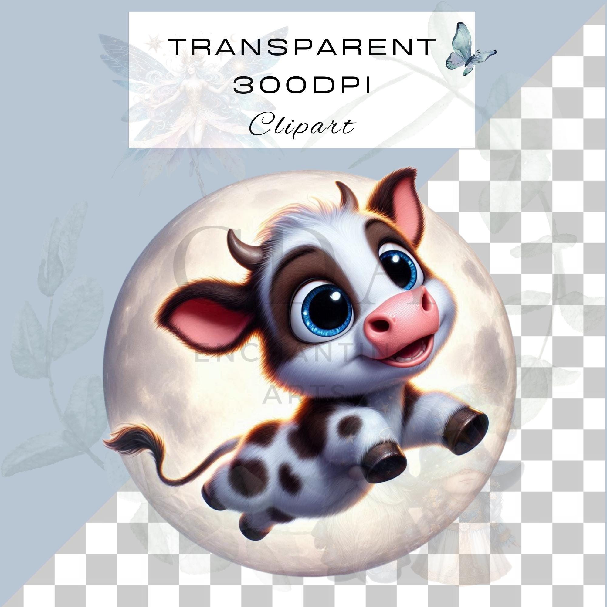 Funny Cow Clipart PNG Bundle | Cute Quirky Farm Animal | Calf Baby Cow ...
