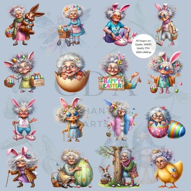Funny Easter Grannys PNG Clipart Set | Sassy Granny PNG | Commercial ...