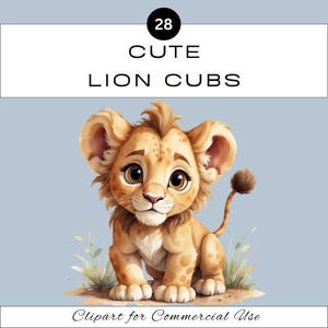 Joli bébé lion PNG Clipart Bundle | Sublimation d'un adorable ourson | Jungle Safari Junk Journal utilisation pour scrapbooking | Utilisation commerciale | Salle de classe