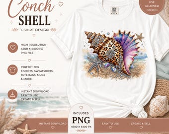 Leopard-Muschel PNG | Küsten-Glam digitaler Download | Glitzernde Strand Clipart | Strass Seashell Shirt Sublimationsentwurf | Meeresliebhaber
