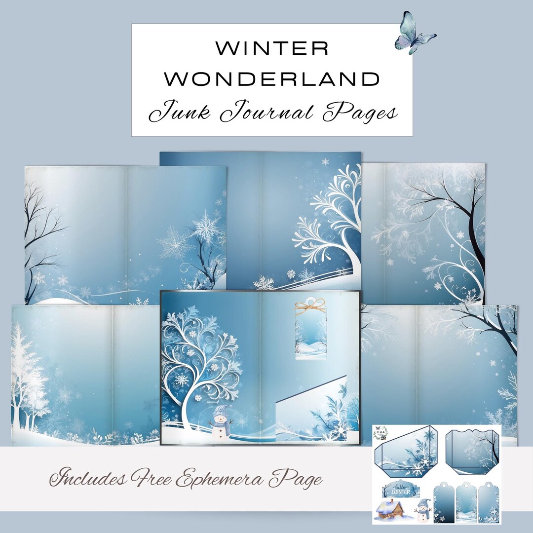 Winter Wonderland Journal Pages | 6 Digital JPG Journal Pages | 11 X 8. ...