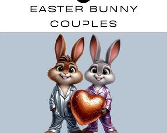 Easter Bunny Couple Edition Clipart PNG Bundle | Watercolour Easter Eggs and Bunny | Junk Journal Scrapbooking | Classroom | Commercial Use
