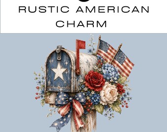 Clipart-Bundle „Rustikaler amerikanischer Charme“ | Aquarell-PNG | 300 dpi | Sofortiger digitaler Download | Kommerzielle Nutzung
