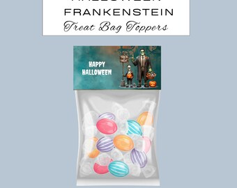 Halloween Frankenstein Bag Toppers | A4 and 8.5 x 11 Inches PDF |  Frankenstein Trick or Treat Candy Bags | Halloween Printable