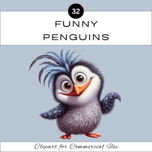 Paquete de imágenes prediseñadas de pingüinos divertidos / Profesor de aula / Sublimación de pájaro lindo y peculiar / Álbum de recortes de diario basura / Aula / Uso comercial