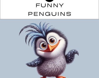 Funny Penguin Clipart PNG Bundle | Classroom Teacher | Quirky Cute Bird Sublimation | Junk Journal Scrapbook | Classroom | Commercial Use