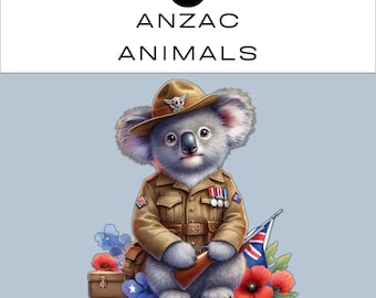 Anzac Australian Animals PNG Clipart Bundle | Aussie Printable | Planner Junk Journal Scrapbook | Classroom | Commercial Use
