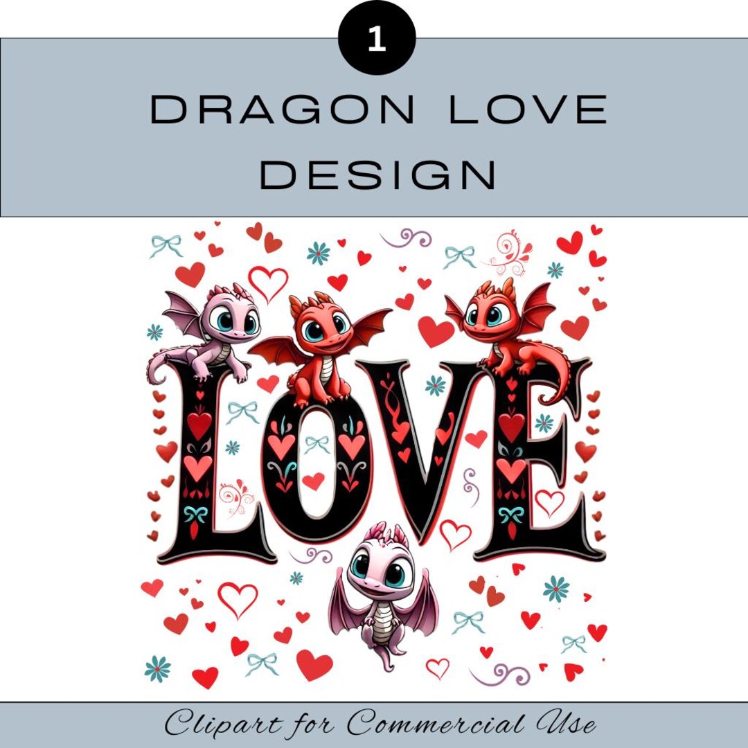 Dragon Love Cute Dragons PNG – Watercolor Valentine Shirt Design ...