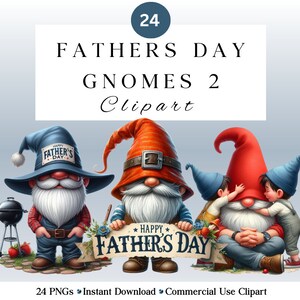 Cute Fathers Day Gnome Clipart PNG Set 2 | Watercolour Parent and Child  Gnomes Decorations | Gnome Sublimation Father&#39;s Day