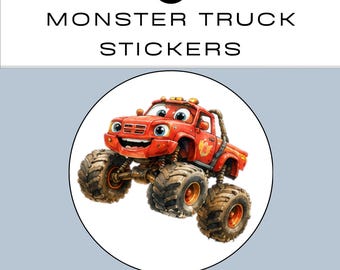 Monster Truck Stickers Bundle | Printable PDF & JPG Sticker Sheets | Instant Digital Download | Commercial Use
