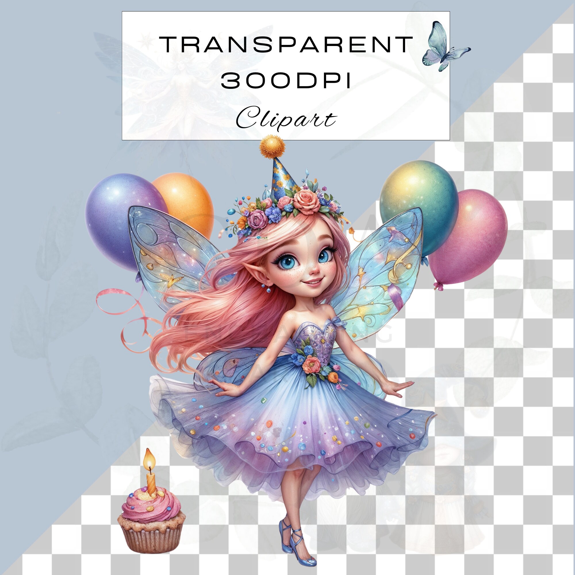 Birthday Party Fairy PNG Clipart | Watercolor Celebration Girl Fairies ...
