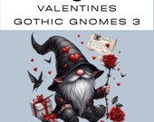 Gothic Valentine Gnomes  Clipart PNG Set 3 | Romantic Gnomes in love | Junk Journal Scrapbook | Invitation Card Gift | Commercial Use