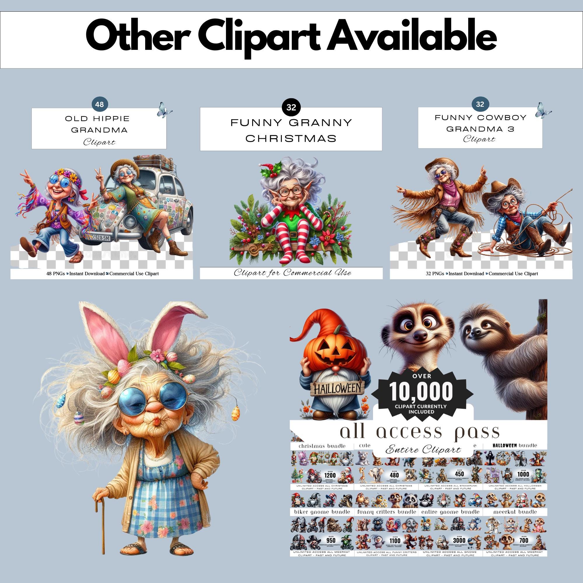 Funny Easter Grannys PNG Clipart Set | Sassy Granny PNG | Commercial ...