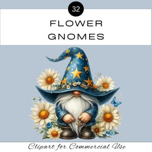 Bloemkabouters PNG-clipartbundel | Aquarel bloementuin sublimatie | Plakboek ongewenste dagboeken | Commercieel gebruik