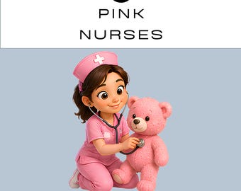 Pink Nurse Clipart Bundle | International Nurses Day | Junk Journal Scrapbooking | Hospital Digital Print | Classroom | Commercial