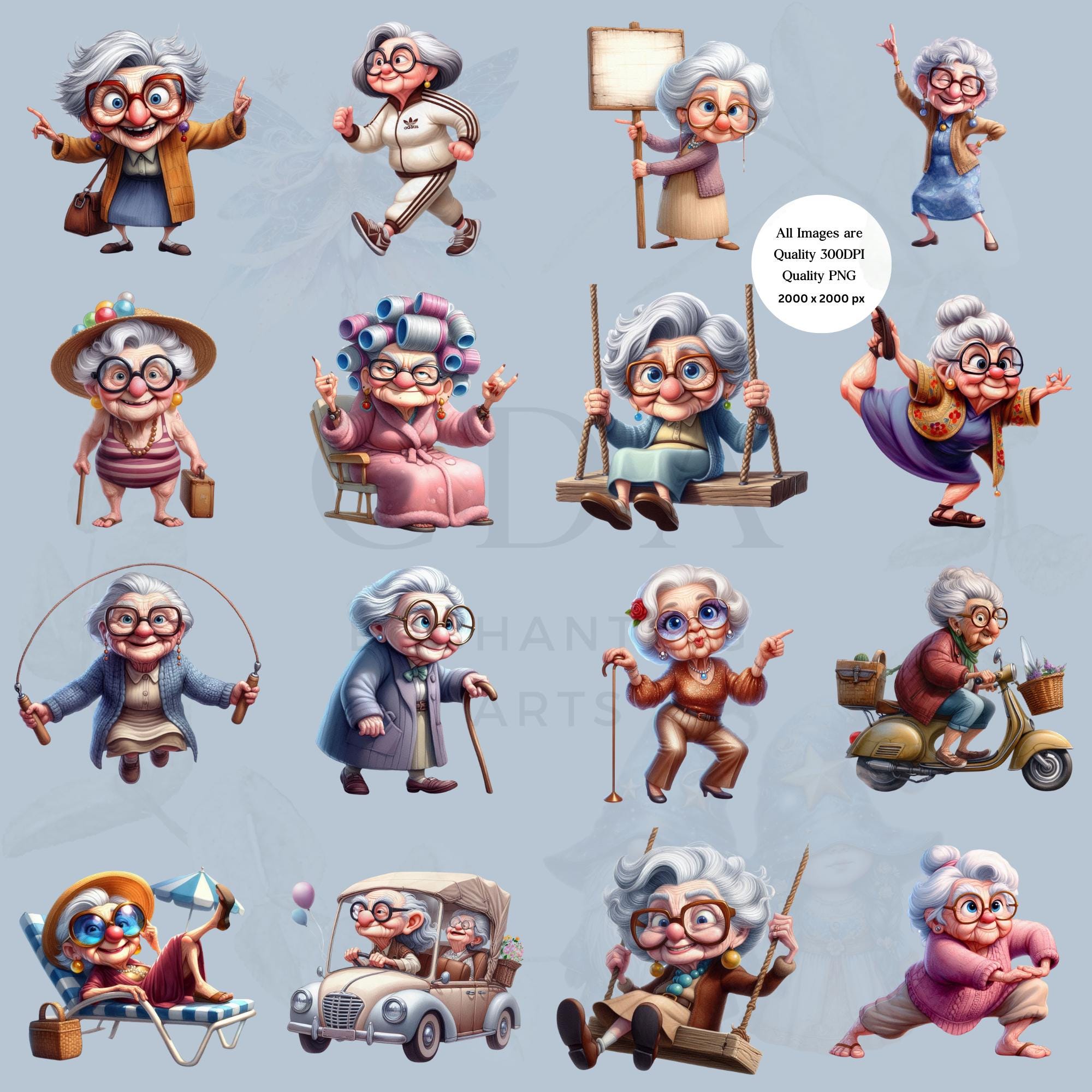 Funny Grannys PNG Clipart Bundle | Sassy Granny Sublimation ...