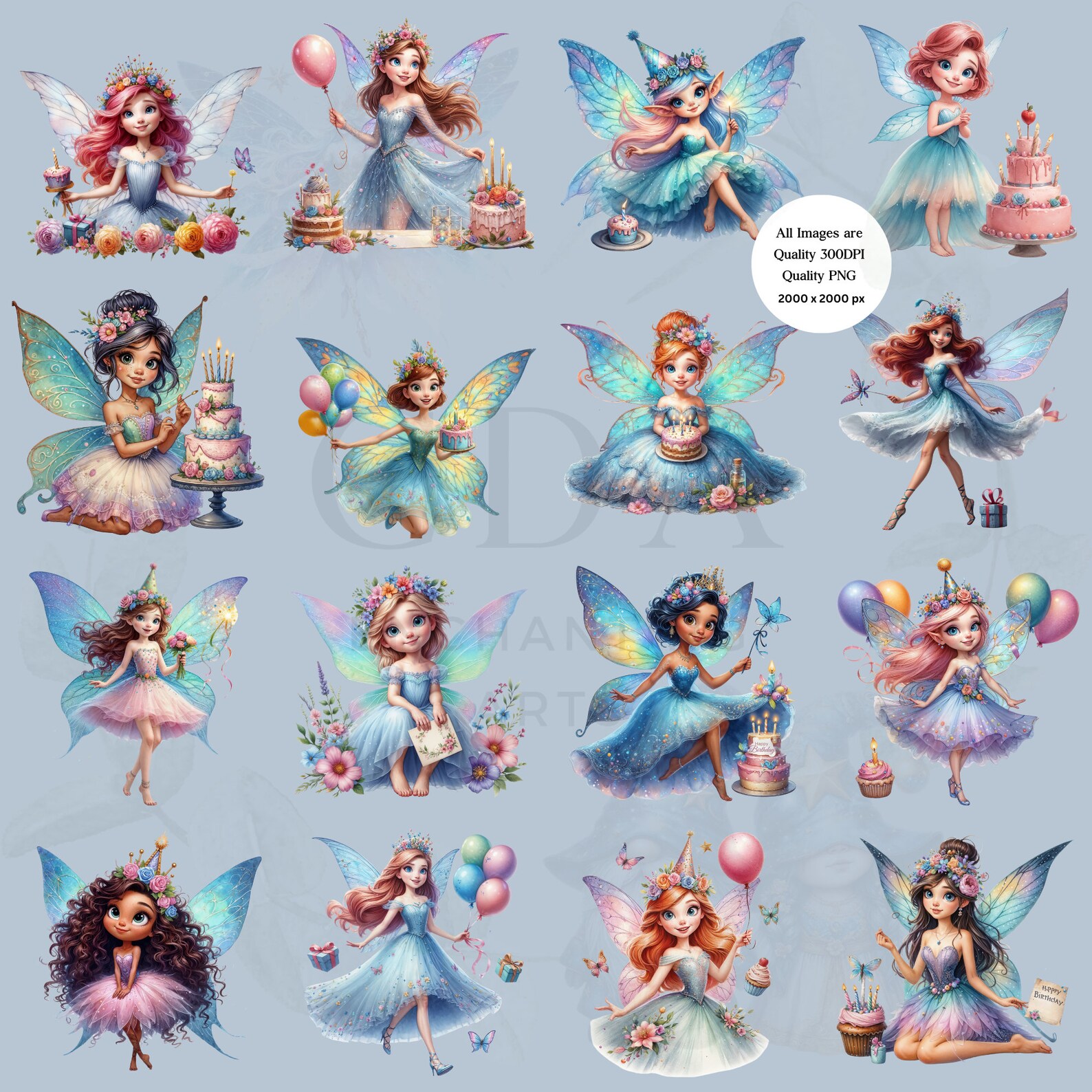 Birthday Party Fairy PNG Clipart | Watercolor Celebration Girl Fairies ...