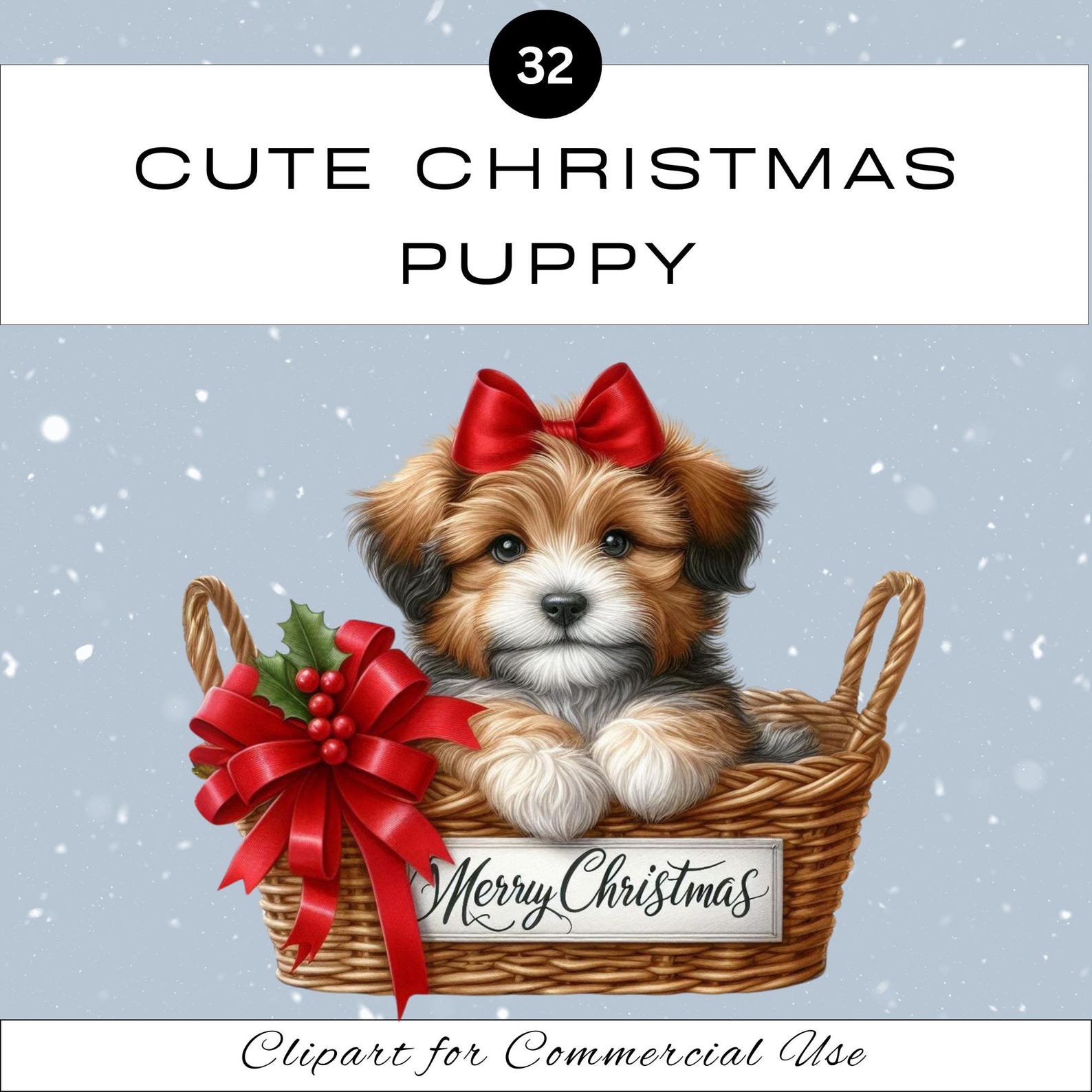 Christmas Puppy Clipart Bundle | Cute Festive Dog Sublimation | Junk ...