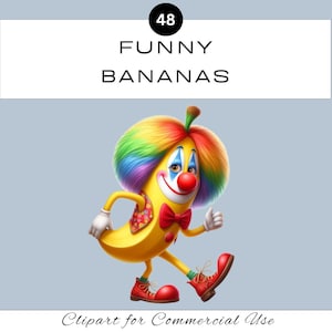 Lustiges Bananen Clipart PNG Bündel | Lustige Obst Sublimation | Junk Journal Sammelalbum | Klassenzimmer | Einladung zum Geburtstag | Kommerzielle Nutzung