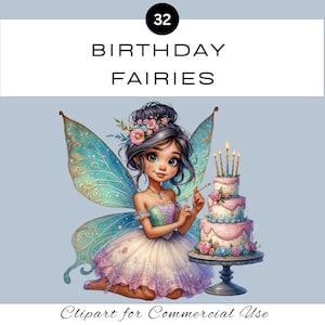 Festa de Aniversário Fada PNG Clipart | Aquarela Celebração Menina Fadas | Cartão Convite | Diário de Lixo Scrapbook | Uso Comercial