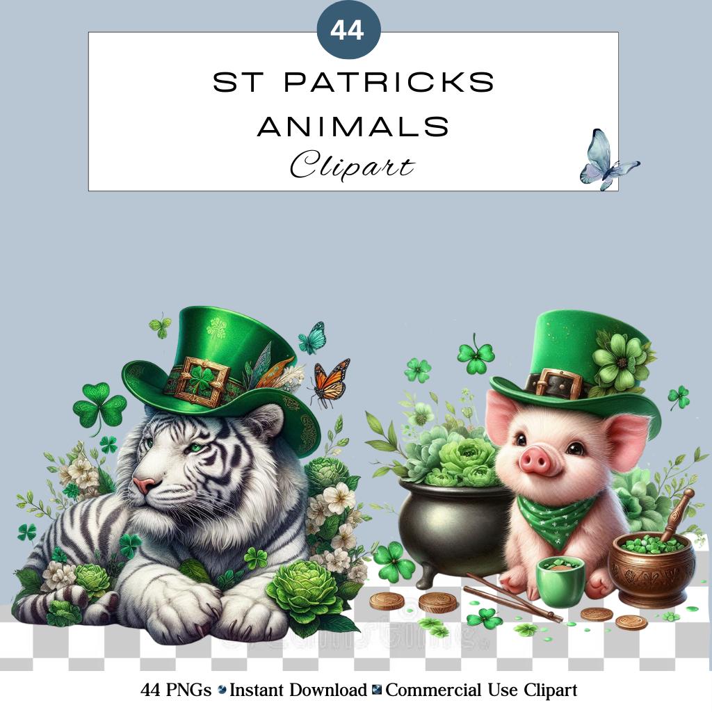 Cute St Patrick's Day Animals Clipart PNG | Quirky Funny Classroom ...