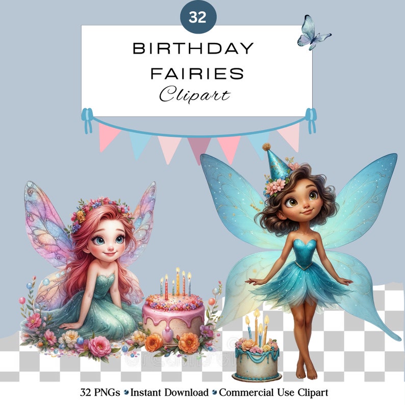 Birthday Party Fairy PNG Clipart | Celebration Fairies | Watercolor PNG ...