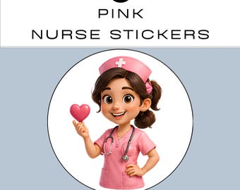 45 Pink Nurse Stickers Bundle | Printable PDF & JPG Sticker Sheets | Instant Digital Download | Commercial Use
