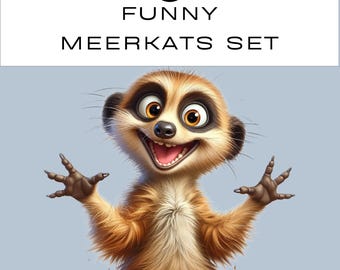 Funny Meerkat Clipart PNG Bundle | Cute Quirky Animal | Junk Journal Scrapbook | Classroom | Commercial use
