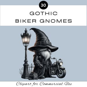 Gothic Biker Gnome PNG Clipart Bundle | Watercolor Motorbike Motorcycle Sublimation | Junk Journal Scrapbook | Commercial Use