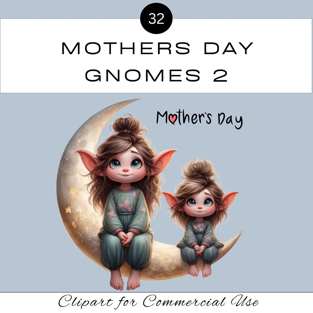 Mothers Day Gnome PNG Clipart Bundle 2 | Watercolor Mum Mom Sublimation ...