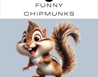 Funny Chipmunks PNG Clipart Bundle | Cute Crazy Animal Sublimation | Classroom |  Scrapbooking Junk Journal | Commercial Use