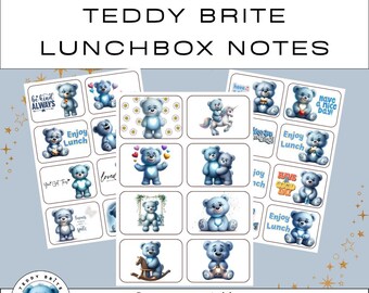 Teddy Brite Lunch Box Notes Printable Kids | Cute Teddy Bear Notes | School Lunch Notes | Encouragement Notes Kids | A4 US Letter PDF