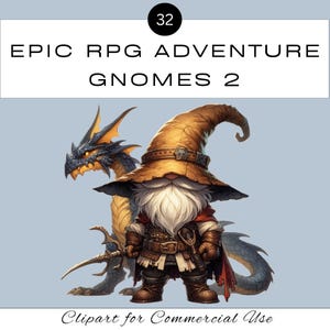Episches Abenteuer RPG Gnom PNG Clipart 2 | Sammelalbum Junk Journal | Aquarell Drachen und Aufgaben | Klassenzimmer | Kommerzielle Nutzung