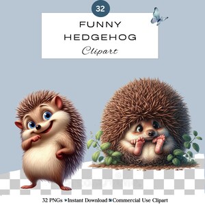 Lustige Igel Clipart PNG Bündel | Niedliches Tier Sublimation | Niedliche Igel Igel | Junk Journal Scrapbooking | Kommerzielle Nutzung