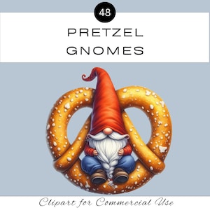 Pretzel Gnome PNG Clipart Bundle | Watercolor Food Sublimation | Junk Journal Scrapbook | Classroom | Commercial Use | Social Media