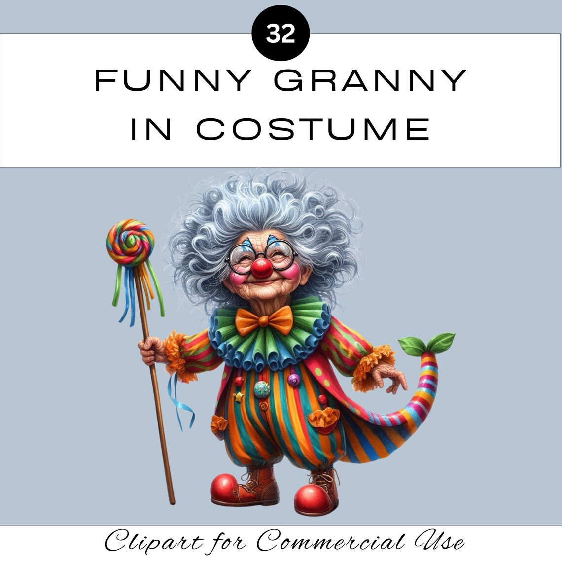 Funny Grandma in Costume PNG Clipart Set | Sassy Granny | Commercial ...
