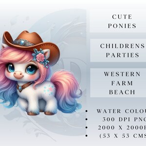 24 Cute Watercolour Poniy Clipart PNG Set 2 | Kids Ponies | Western Ponies | DIY and Creators | Commercial Use