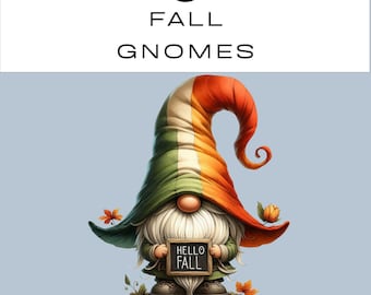 Fall Gnome Clipart Bundle PNG | Autumn Thanksgiving Harvest Gnome | Watercolour Gnome Clipart | Commercial Use | Tiered Tray | Sublimation