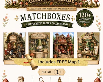 Gnome Village DIY Matchbox Kit Bundle | Printable Miniature Paper Craft | PDF & PNG | Instant Digital Download
